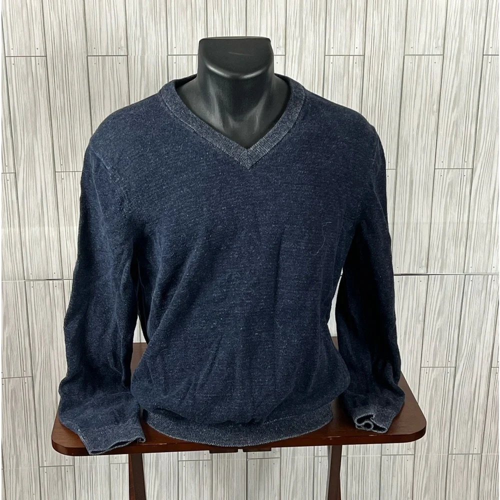 Express Denim Blue V-Neck Sweater - Picture 1 of 4